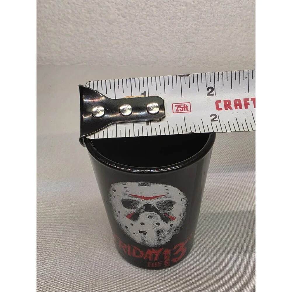 Friday the 13th Tequila Shot Glass Horror Collectible Used Balck & Red Spencer's